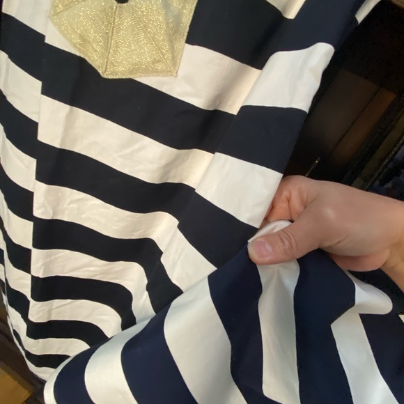 Sail To Sable, Black and White Striped Sleeveless Dress with Gold Collar - Picture 4 of 4